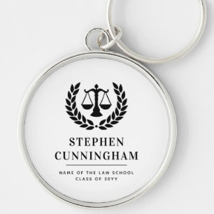 Personalized Modern Law School Graduation Keychain