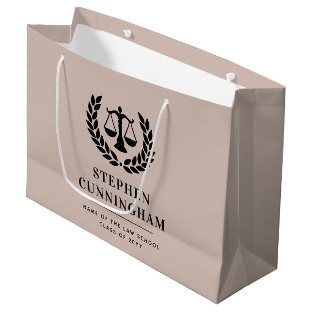 Personalized Modern Law School Graduation Large Gift Bag (Front Angled)