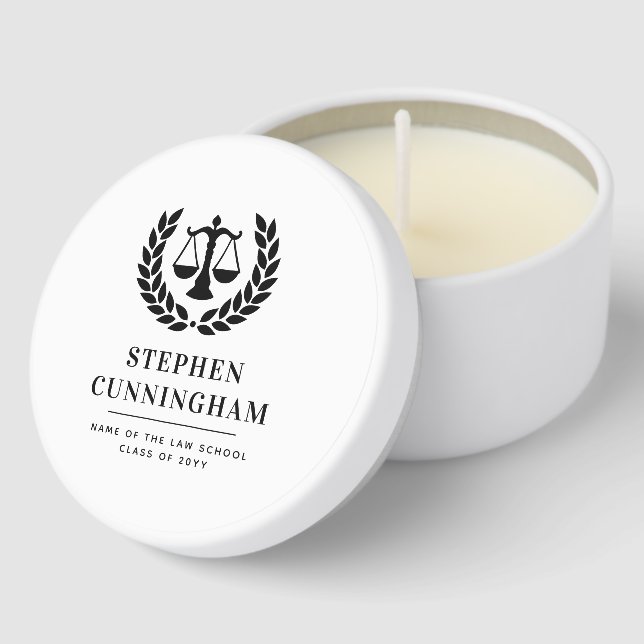 Personalized Modern Law School Graduation Mini Candle Favors (Corner)