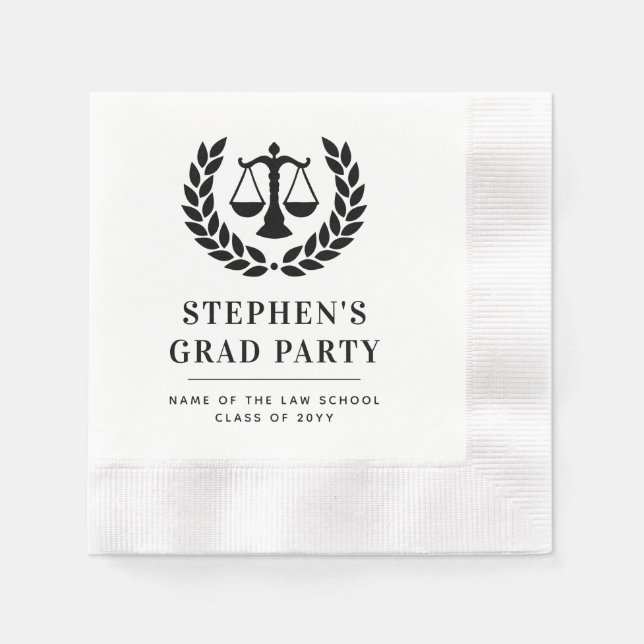 Personalized Modern Law School Graduation Napkins (Front)