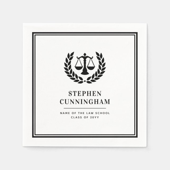 Personalized Modern Law School Graduation Napkins (Front)