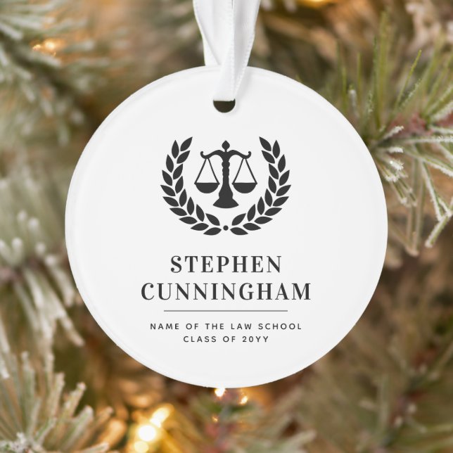 Personalized Modern Law School Graduation Ornament (Tree)