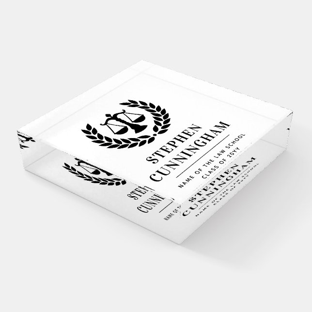 Personalized Modern Law School Graduation Paperweight (Angled)