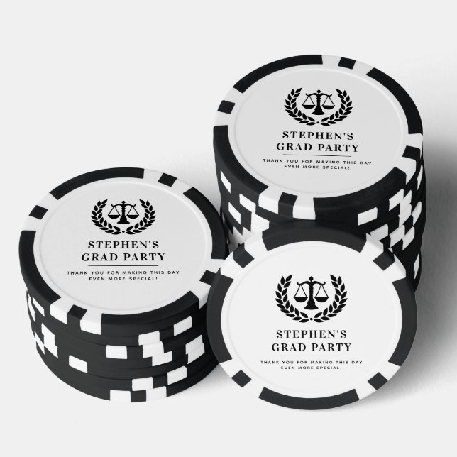 Personalized Modern Law School Graduation Poker Chips (Stack)