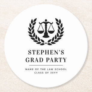 Personalized Modern Law School Graduation Round Paper Coaster