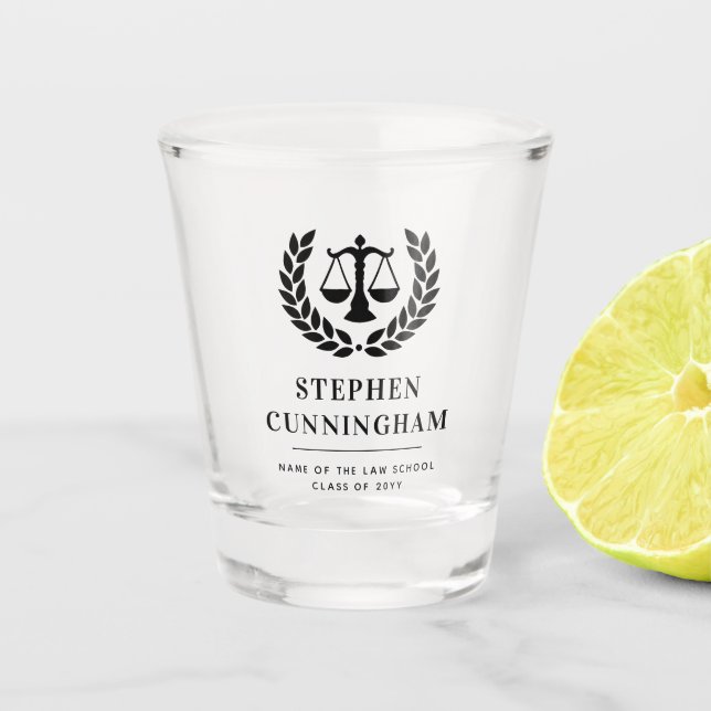 Personalized Modern Law School Graduation Shot Glass (Front)