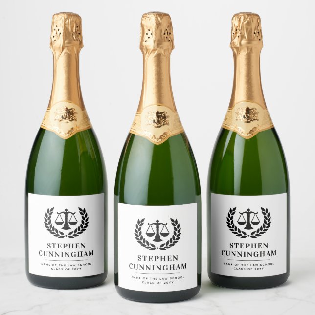 Personalized Modern Law School Graduation Sparkling Wine Label (Bottles)