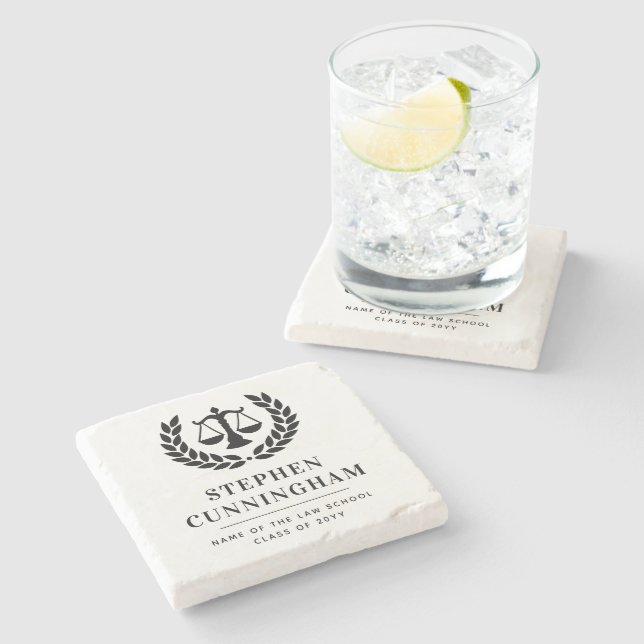 Personalized Modern Law School Graduation Stone Coaster (Side)