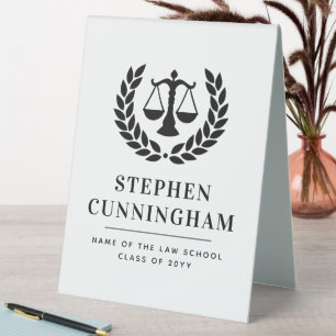 Personalized Modern Law School Graduation Table Tent