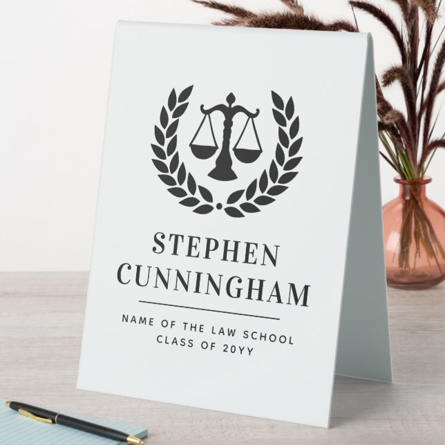 Personalized Modern Law School Graduation Table Tent (In SItu (Table))