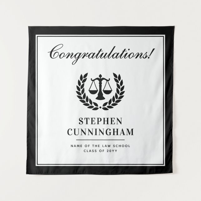 Personalized Modern Law School Graduation Tapestry (Front)