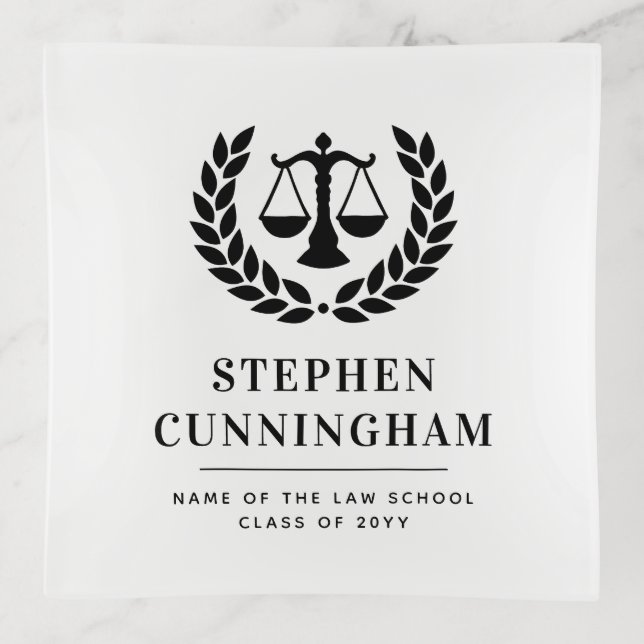 Personalized Modern Law School Graduation Trinket Tray (Front)