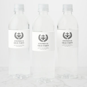 Personalized Modern Law School Graduation Water Bottle Label