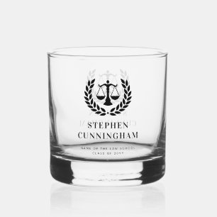 Personalized Modern Law School Graduation Whiskey Glass