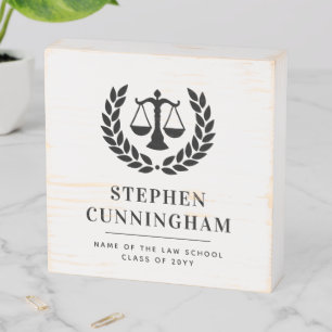 Personalized Modern Law School Graduation Wooden Box Sign