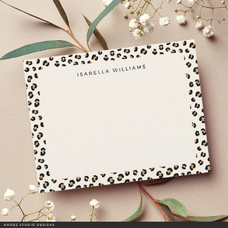 Personalized Modern Leopard Animal Print Pattern Note Card