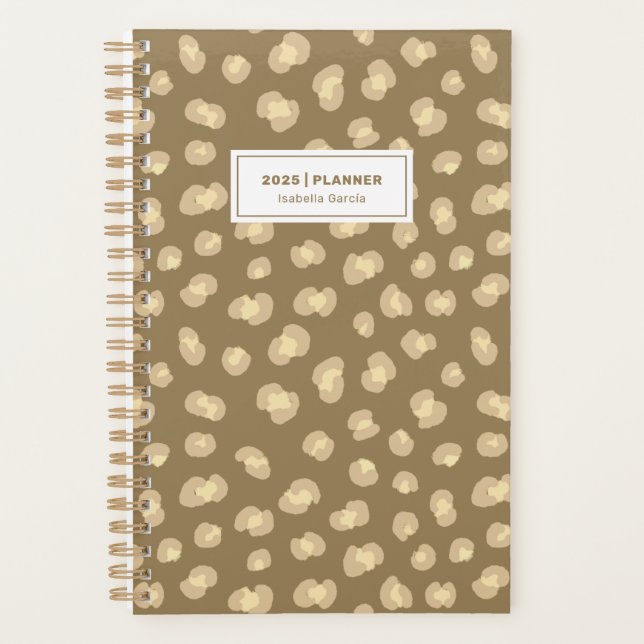 Personalized Modern Leopard Pattern Weekly Planner (Front)