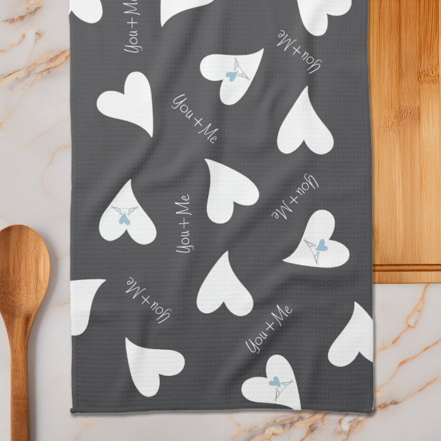Personalized Modern Love Birds Light Blue Heart Towel (Creator Uploaded)