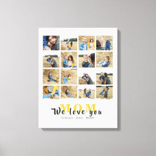 Personalized Modern Love You mom 16 family Photo Canvas Print