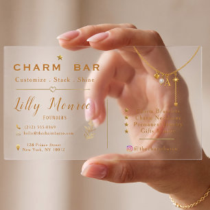 Personalized Modern Luxury Charm Bar Clear Business Cards