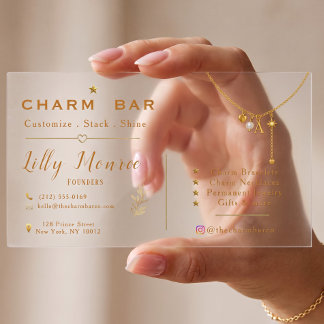 Personalized Modern Luxury Charm Bar Clear Business Cards