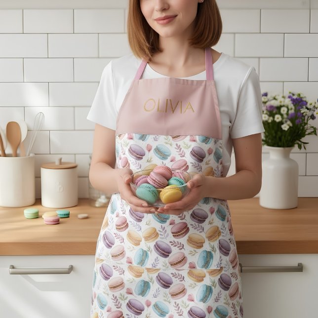Personalized Modern Macaroon Desserts Apron (Creator Uploaded)