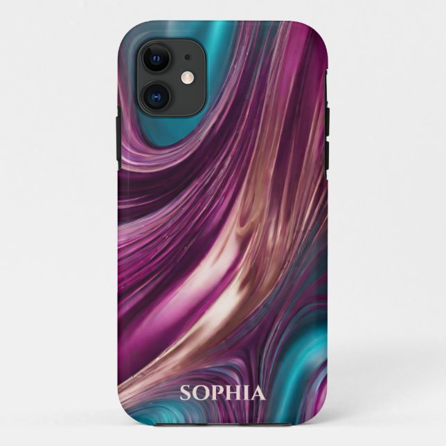 Personalized Modern-Magenta, Turquoise and Gold- Case-Mate iPhone Case (Back)
