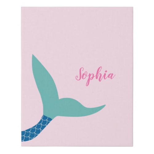 Personalized Modern Magical Mermaid Faux Canvas Print