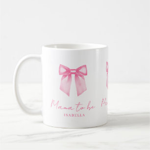 Personalized Modern Mama To Be Pink Bow Mug