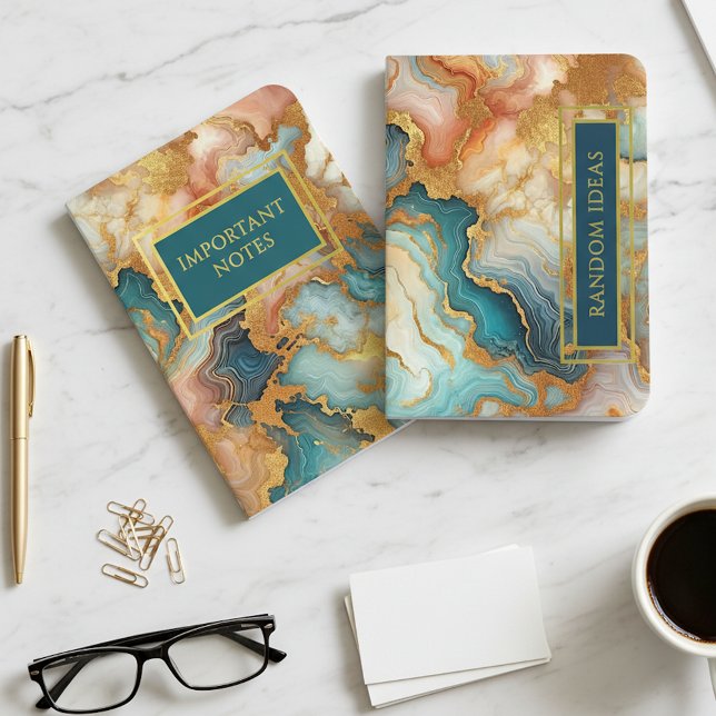 Personalized Modern Marble Gold Foil Notebook Set (Creator Uploaded)