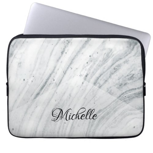 Personalized Modern Marble Laptop Sleeve