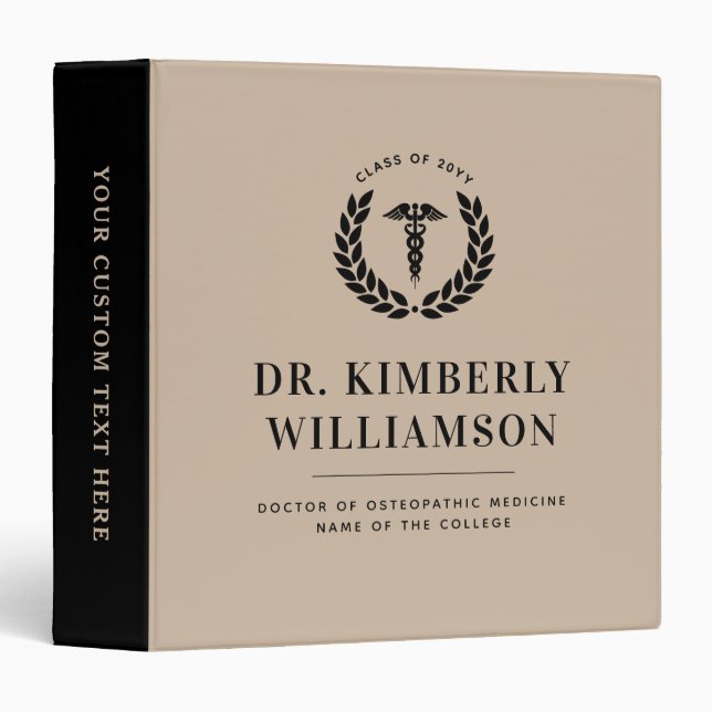 Personalized Modern Medical School Graduation 3 Ring Binder (Front/Spine)