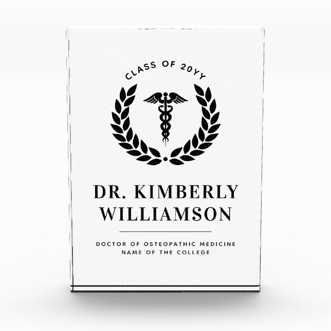 Personalized Modern Medical School Graduation Acrylic Award (Front)
