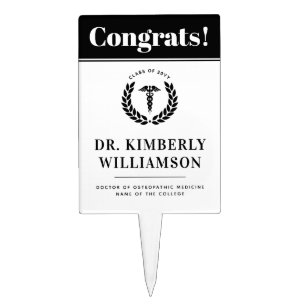 Personalized Modern Medical School Graduation Cake Topper