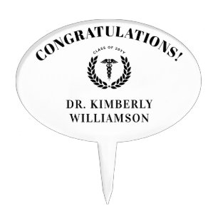 Personalized Modern Medical School Graduation Cake Topper