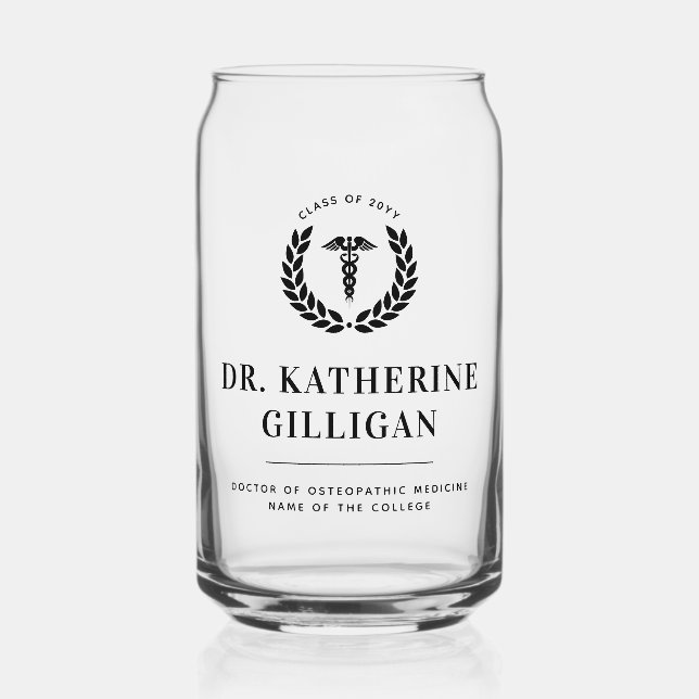 Personalized Modern Medical School Graduation Can Glass (Front)