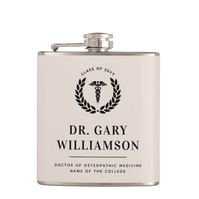 Personalized Modern Medical School Graduation Flask (Front)