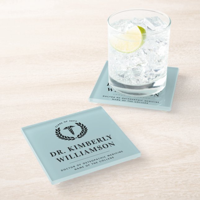 Personalized Modern Medical School Graduation Glass Coaster (Angled)