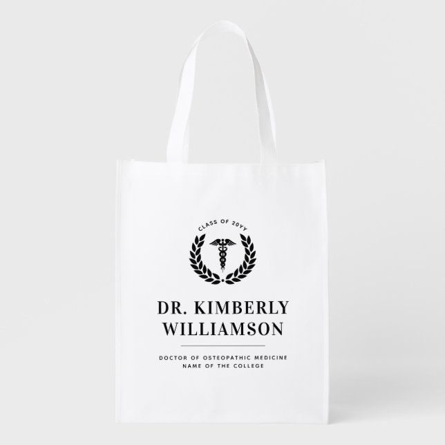 Personalized Modern Medical School Graduation Grocery Bag (Front)