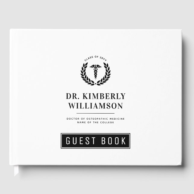 Personalized Modern Medical School Graduation Guest Book (Front)