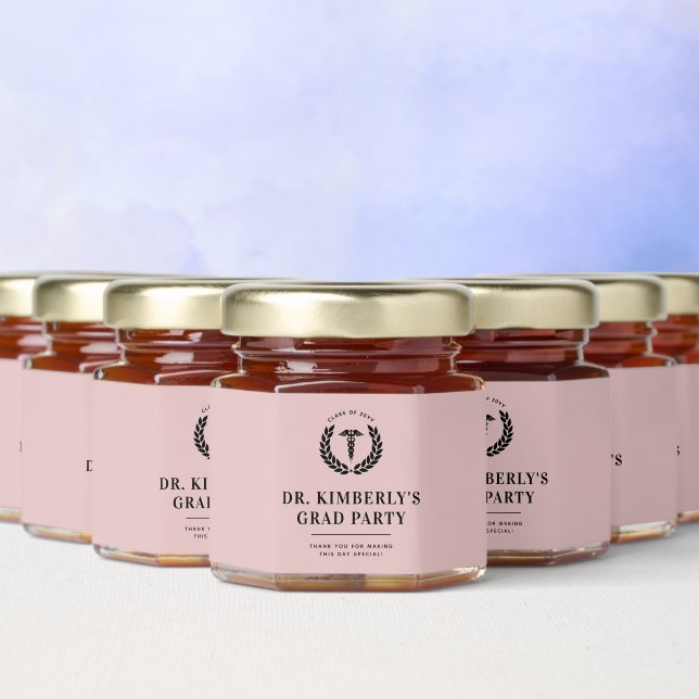 Personalized Modern Medical School Graduation Honey Jar Favors (Multi)
