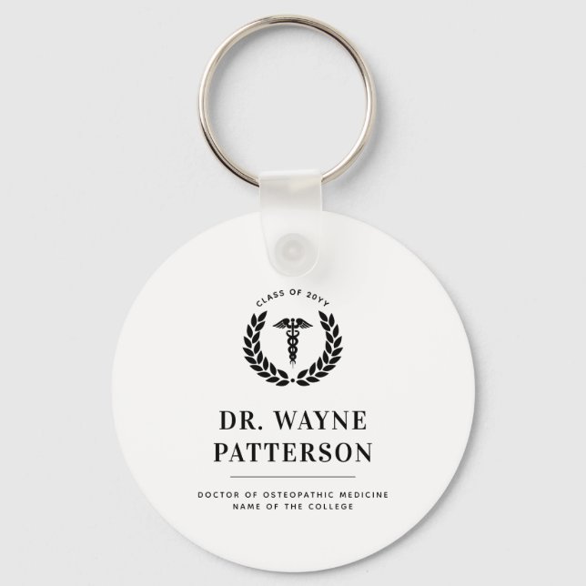Personalized Modern Medical School Graduation Keychain (Front)