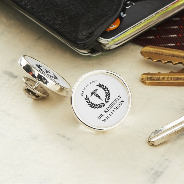 Personalized Modern Medical School Graduation Lapel Pin (In Situ)