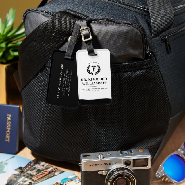 Personalized Modern Medical School Graduation Luggage Tag (Front & Back)