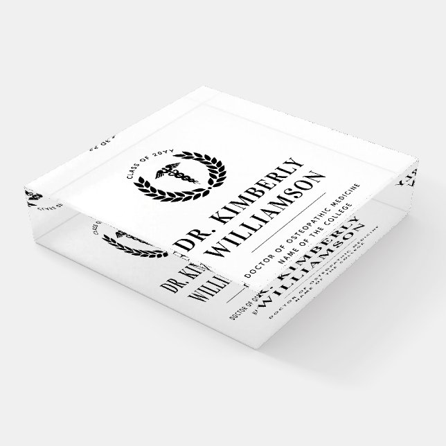 Personalized Modern Medical School Graduation Paperweight (Angled)