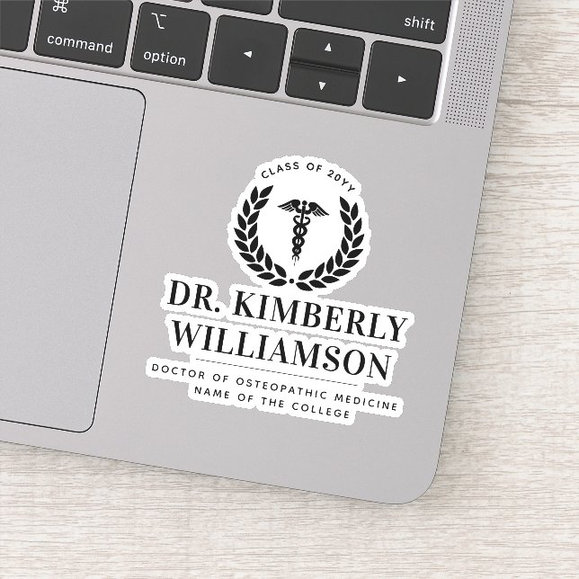 Personalized Modern Medical School Graduation Sticker (Detail)