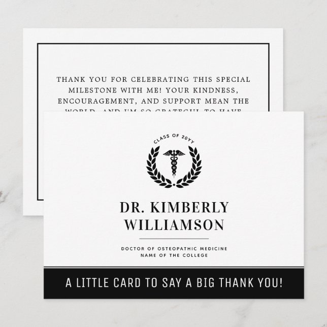 Personalized Modern Medical School Graduation Thank You Card (Front/Back)