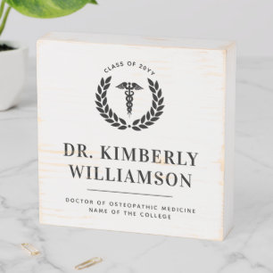 Personalized Modern Medical School Graduation Wooden Box Sign
