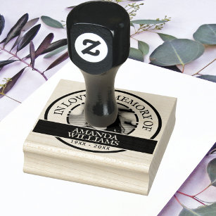 Personalized Modern Memorial Photo, Name, Text Rubber Stamp