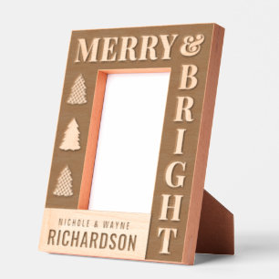Personalized Modern Merry & Bright Christmas Engraved Frames